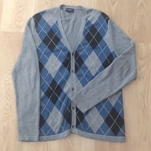 Banana Republic Blue and Gray Argyle Button Down Shirt